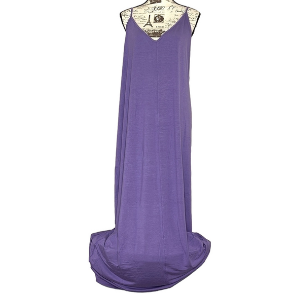 Abound Lavender Soft Knit Spaghetti Strap Maxi Dress Plus Size 3X Lounge Chic - Picture 2 of 8